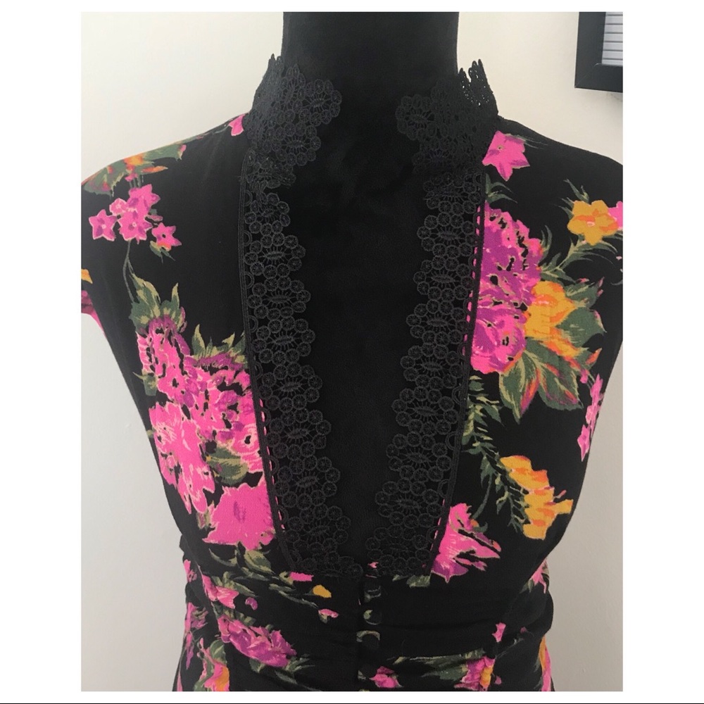 FREE PEOPLE LACE DETAIL FLORAL PRINT MINI DRESS - Picture 3 of 8